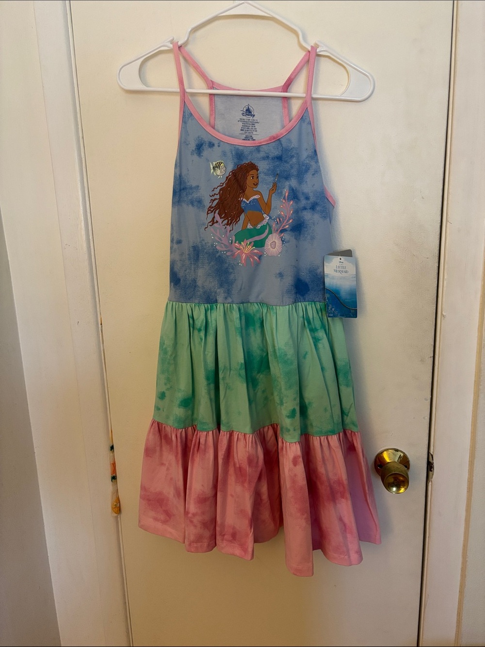 Disney Girls' aThe Little Mermaid Tiered Tie-Dye Dress size 13